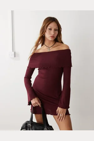 COLLUSION Folded bardot mini dress
