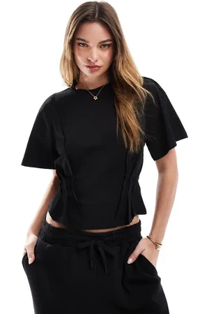 ASOS Seam detail short sleeve corset waist t-shirt in