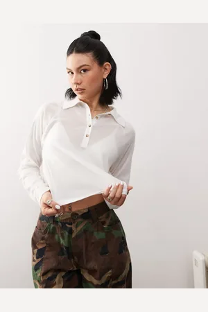 Reclaimed Soft touch relaxed fit polo top in cream