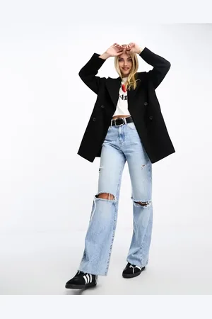 Monki Double breasted longline jacket in