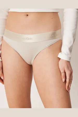 Calvin Klein Modern Cotton bikini brief with metallic logo taping in cream