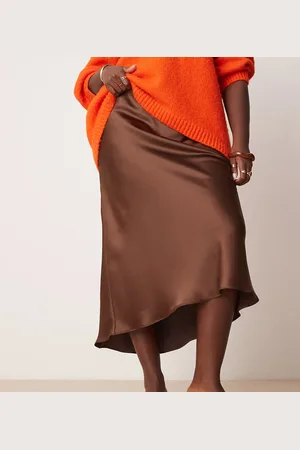 New Look New Look Curve satin midi bias skirt in