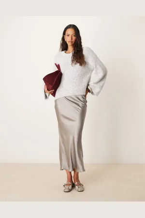 New Look Satin midi bias skirt in