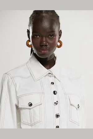 Ghospell Contrast stitch shirt co-ord in ivory
