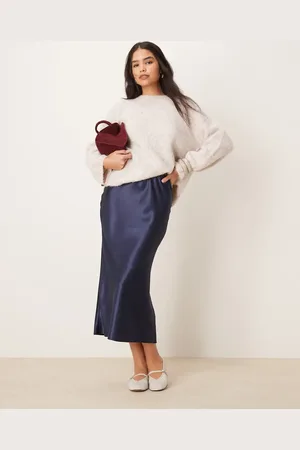 New Look Satin midi bias skirt in