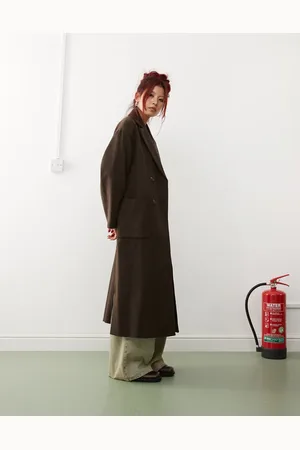 Monki Belted double breasted coat in melange