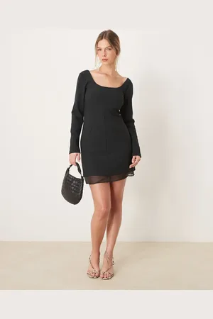 Abercrombie & Fitch Scoop neck mini aline dress with sheer insert in