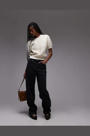& OTHER STORIES & short sleeve knitted top in with scallop edge neckline