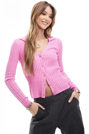 ONLY Cable knit polo cardigan in