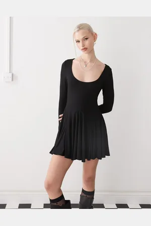 COLLUSION Scoop neck flippy hem mini dress in