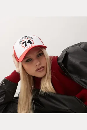 COLLUSION Cap embroidery and print in and white