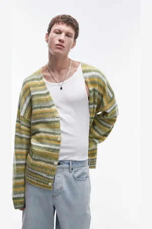 Topman Oversized cardigan in & yellow stripe