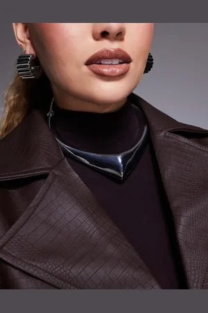 8 Other Reasons Rhodium plated luxe angular choker necklace in