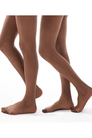 ASOS 2 Pack 15 denier tights in umber
