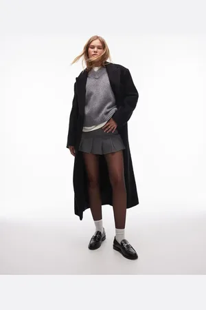 Topshop Herringbone pleated micro mini skirt in