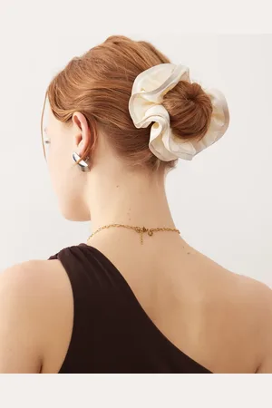 Reclaimed Satin scrunchie with trim in cream