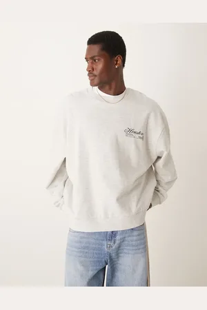 ASOS Oversized sweatshirt with chest print in marl