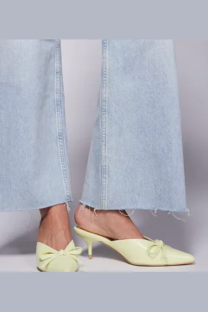 Public Desire Lionheart pointed kitten heel mules with bow in