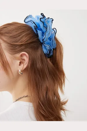 Reclaimed Oversized scrunchie with contrast trim in blue