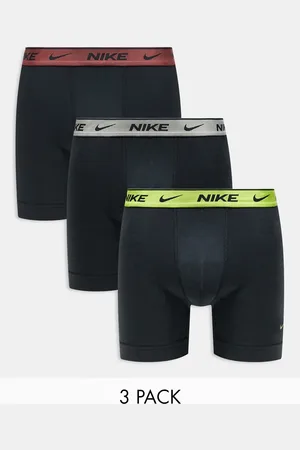 Nike Everyday Cotton Stretch 3 pack boxer brief with coloured waistbands in yellow/grey/brown