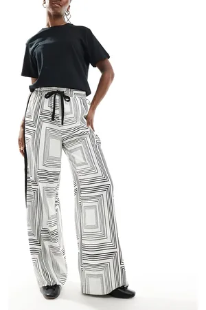 ASOS Pull on trousers with contrast panel in geo mono
