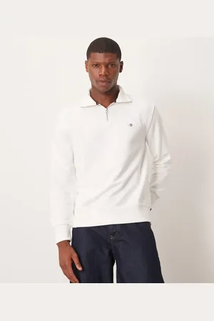 GANT Shield logo half zip sweatshirt in off
