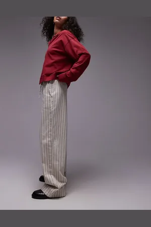 Topshop Pull on tie waist stripe straight leg trouser