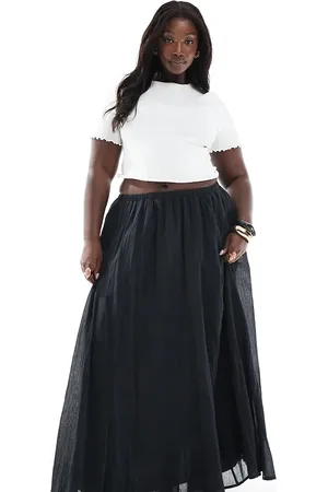 ASOS ASOS DESIGN curve cotton godet maxi skirt in