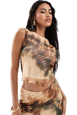 New Look Mesh vest in orange tie dye