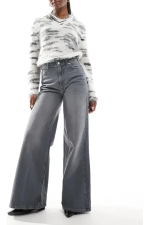 ASOS Mid waisted wide leg jean in grey