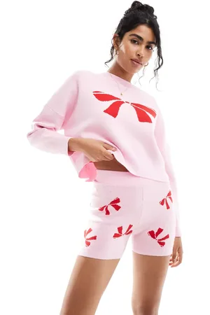 Cotton On Cotton On novelty knitted short in checkered bow co-ord