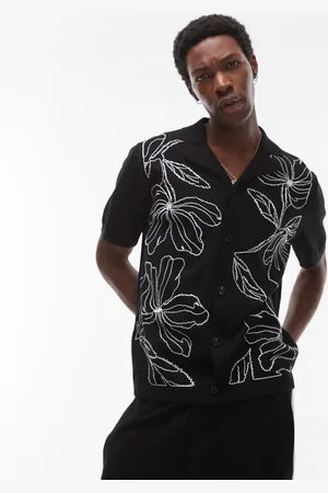 Topman Front placement embroidered knitted shirt in