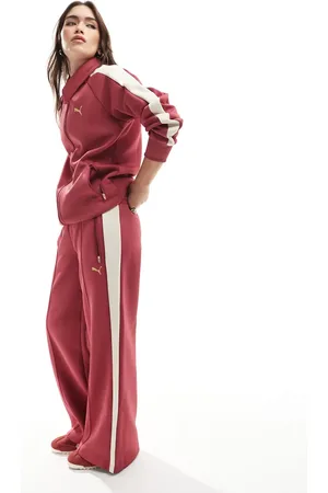 PUMA T7 low rise track trousers co-ord in burgundy