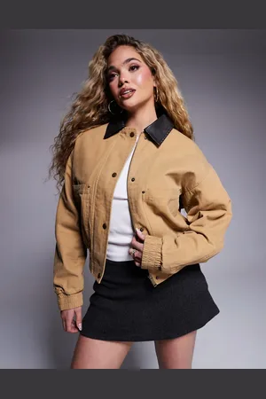 River Island Faux leather bomber jacket in beige