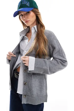 Cotton On Cotton On lux v neck pocket cardigan in charcoal marle