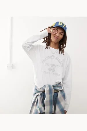 COLLUSION Long sleeve t-shirt in slub fabric with print