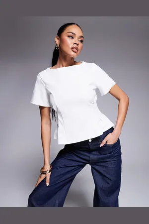 ASOS Scuba seam detail corset waist top in