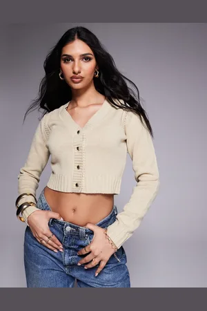 River Island Cropped cardigan in beige