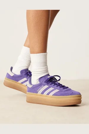adidas Gazelle Bold platform trainers in and white crochet