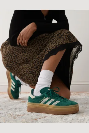 adidas Gazelle Bold platform trainers in and white crochet