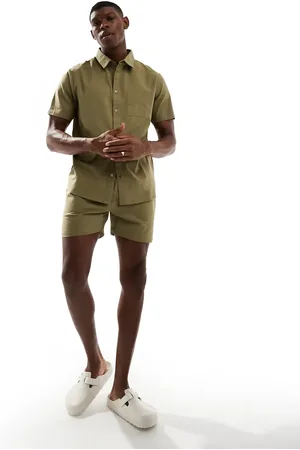 Aray Draw string beach short co-ord in olive