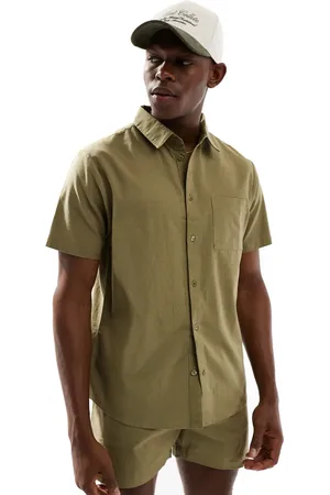 Aray Short sleeve beach shirt co-ord in olive