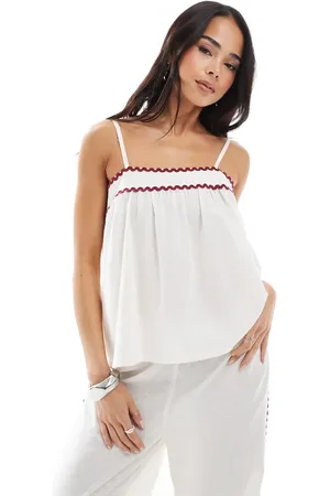 Esmée Esmee Exclusive ric rac cami beach top co-ord in & red