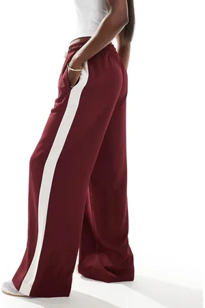 ASOS Pull on trousers with contrast panel in dark cherry