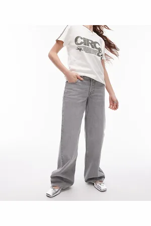 Topshop Topshp Ember low rise wide leg jean in pale