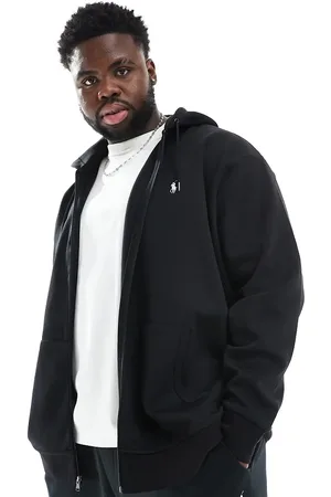 Ralph Lauren Big & Tall icon logo double knit half zip sweatshirt in