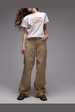 Topshop Ember low rise wide leg cord jean in buttermilk