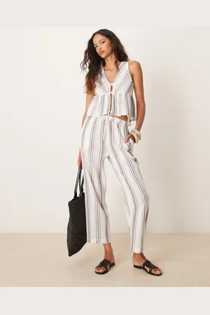 Iisla & Bird Stripe beach loose fit trouser co-ord in