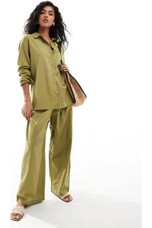Esmée Esmee Exclusive textured beach trouser co-ord in olive