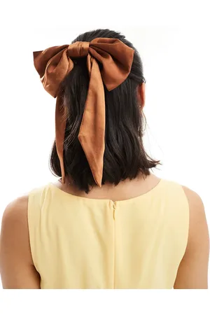 Six Stories Bridesmaid satin hair bow clip in rust